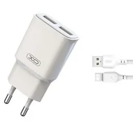 Ładowarki do telefonów - XO ładowarka sieciowa L92C 2x USB 2,4A biała + kabel USB-C - miniaturka - grafika 1
