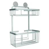 Mydelniczki i dozowniki mydła - Podwójna półka prysznicowa Rocco, prostokątna, aluminium Lumarko! - miniaturka - grafika 1