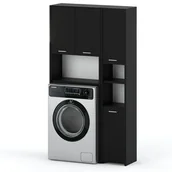 Szafki łazienkowe - Zestaw Łazienkowy Mały Hugo Szafka Nad Pralkę I Słupek Czarny Mat - miniaturka - grafika 1