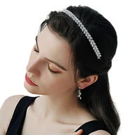 Ozdoby do włosów - OPASKA DO WŁOSÓW kryształy ślub cyrkonie ŚLUBNA damska srebrna - miniaturka - grafika 1