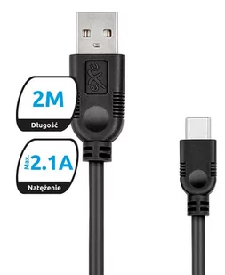 EXC Kabel USB 2.0 eXc WHIPPY USB A M USB 3.1 TYPU C M 5-pin 2m czarny 5901687939223 - Huby USB - miniaturka - grafika 4