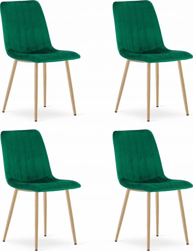 Leobert Krzesło LAVA - ciemna zieleń aksamit / nogi kolor drewna x 4