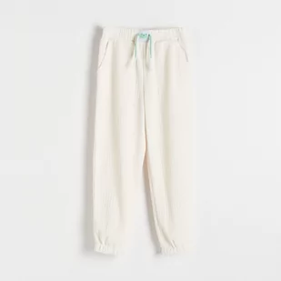 Reserved - Spodnie ze strukturalnej dzianiny - Kremowy - Spodnie i spodenki dla dziewczynek - miniaturka - grafika 1