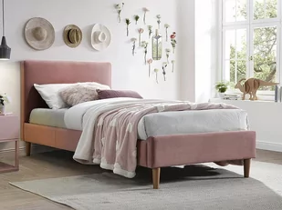 Signal Łóżko tapicerowane ACOMA VELVET 90X200 - antyczny róż tap. BLUVEL 52/DĄB - Łóżka - miniaturka - grafika 1