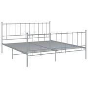 Łóżka - Rama łóżka, szara, VidaXL, metalowa, 200x200 cm - miniaturka - grafika 1