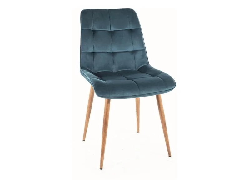 Krzesło tapicerowane do jadalni CHIC D VELVET turkusowe/dąb SIGNAL