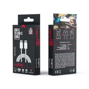 Maxlife Kabel MXUC-06 USB-C - USB-C 1,0 m 20W szary nylonowy - Kable USB - miniaturka - grafika 1