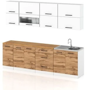 Meble Kuchenne Zestaw Kuchnia Robo Lux 2.6m Nowoczesna Biała Dąb Wotan - Meble kuchenne - miniaturka - grafika 1