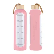 Shakery i bidony sportowe - BUTELKA SZKLANA NA WODĘ TRENING MOTYWACYJNA BIDON KICA HYDRO GLASS 1L RÓŻOWA - miniaturka - grafika 1