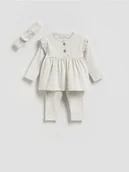 Komplety dla niemowląt - Reserved - Bawełniany komplet z opaską - złamana biel - miniaturka - grafika 1