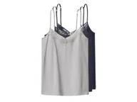 Koszulki i topy damskie - esmara® Podkoszulki damskie z bawełną, 3 sztuki (Granatowy/szary, XL(48/50)) - miniaturka - grafika 1