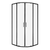 Kabiny prysznicowe - Novoterm Czarna kabina prysznicowa półokrągła 90x90 RS Solid Kerra - miniaturka - grafika 1