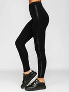 Spodnie sportowe damskie - Czarne legginsy damskie Denley W7101 - miniaturka - grafika 1