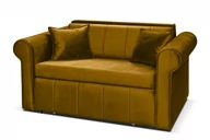 Sofy i kanapy - Sofa velvet glamour z dodatkowymi poduszkami musztardowa LAVIO - miniaturka - grafika 1