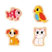 Układanki dla dzieci - Puzzle progresywne drewniane Zwierzęta domowe 4 układanki – 2, 3, 4 i 5 el. 18 m+ Janod - miniaturka - grafika 1