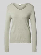 Swetry damskie - Sweter z dzianiny z dekoltem w serek model ‘Viril’ - miniaturka - grafika 1
