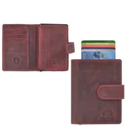 Portfele - Greenburry skórzany portfel na karty kredytowe vintage mini portfel męski RFID rdzawoczerwony - miniaturka - grafika 1