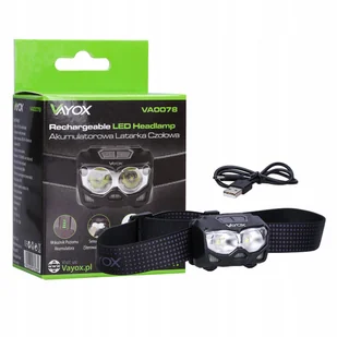 LATARKA CZOŁOWA CZOŁÓWKA LAMPA LED USB C PRO VAYOX - Latarki - miniaturka - grafika 1