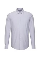 Koszule męskie - Jedwabna koszula męska, bardzo cienka, z długim rękawem i kołnierzem button-down, miękka w paski, Smart Business koszula biznesowa - miniaturka - grafika 1