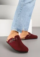 Klapki i japonki damskie - Bordowe Klapki Mule w Stylu Chodaków z Klamrą Lanaris - miniaturka - grafika 1