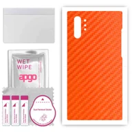 Szkła hartowane na telefon - Folia naklejka skórka strukturalna na TYŁ do Samsung Galaxy Note 10+ 5G -  Carbon Pomarańczowy - apgo SKINS - miniaturka - grafika 1