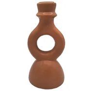 Świeczniki - Świecznik stołowy nowoczesny ceramiczny pomarańczowy - miniaturka - grafika 1