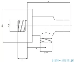 Omnires przyłącze kątowe mosiężne z uchwytem na słuchawkę miedź szczotkowana 8873CPB | - Baterie umywalkowe - miniaturka - grafika 2