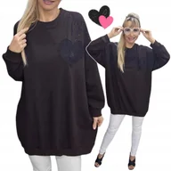 Bluzki damskie - BAWEŁNIANA BLUZA SERCE cyrkonie luźna tunika duży rozmiar 50 52 5XL 3179 - miniaturka - grafika 1