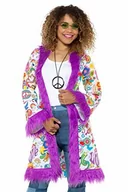 Płaszcze damskie - Smiffys Smiffys 47338SM 60s Coat lata 60. Groovy hippie płaszcz, wielokolorowy, S do M - UK Size 08-14 47338SM - miniaturka - grafika 1