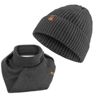 Czapki damskie - Ciemnoszary komin k4 + czapka damska cz43 brødrene - miniaturka - grafika 1