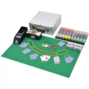 VidaXL Zestaw do gry w pokera i blackjacka, 600 żetonów laserowych, aluminium - Zestawy do pokera - miniaturka - grafika 1