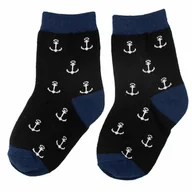 Skarpetki dla dzieci - Skarpety dziecięce Captain Mike czarne w kotwice 27-30 - miniaturka - grafika 1