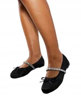 Baleriny - MISSPAP CZARNE BALERINY Z KOKARDKĄ I OZDOBNYM PASKIEM 36 U_A - miniaturka - grafika 1