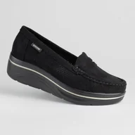 Mokasyny damskie - Mokasyny damskie skóra GOODIN GD-FL6076 czarny lekkie klasyczne zamsz 36 - miniaturka - grafika 1