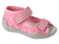 Buty dla dziewczynek - Kapcie dziecięce Befado 342P066 sandałki dziewczęce skórzana wkładka-26 - miniaturka - grafika 1