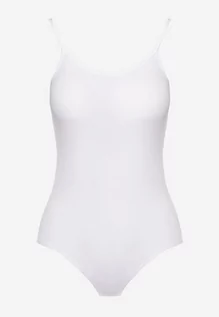 Body - Białe Body z Elastycznej Bawełny na Cienkich Ramiączkach Meleese - grafika 1