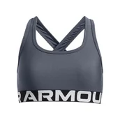 Biustonosze - Dziewczęcy biustonosz treningowy Under Armour G Crossback Bra - szary - miniaturka - grafika 1