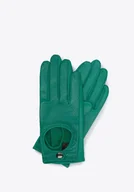Rękawiczki - Damskie rękawiczki skórzane samochodowe klasyczne zielone M - miniaturka - grafika 1