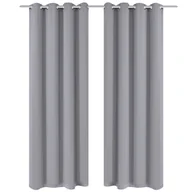 Zasłony - vidaXL Zasłony zaciemniające z kółkami, 2 szt., 135x175 cm, szare - miniaturka - grafika 1