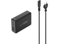 Zasilacze do laptopów - Ładowarka sieciowa HAMA 140W 3xUSB-C 2xUSB-A QC/PD Czarny - miniaturka - grafika 1
