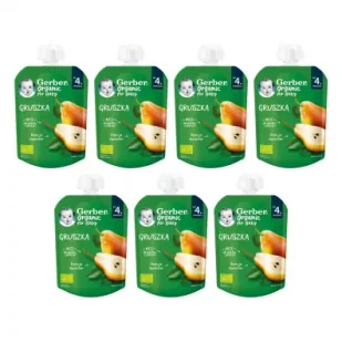 Gerber Organic Deser w tubce gruszka po 4. miesiącu Zgrzewka 7 x 80 g Bio - Desery dla dzieci - miniaturka - grafika 1