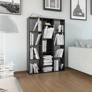 vidaXL Przegroda/regał na książki, wysoki połysk, czarny, 100x24x140cm - Regały - miniaturka - grafika 1