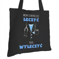 Torby i wózki na zakupy - Torba Bawełniana dla Lekarza Czarna Na Prezent ekologiczna Trwały Nadruk - miniaturka - grafika 1