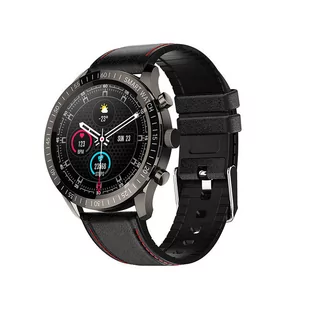 Colmi Sky 5 Plus Leather Czarny - Smartwatch - miniaturka - grafika 1