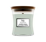 Świece - WOODWICK MEDIUM JAR CANDLE ŚWIECA ZAPACHOWA SAGEWOOD & SEAGRASS 275G - miniaturka - grafika 1