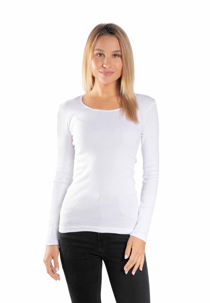 Bluzka damska z długim rękawem biała/Golden queen