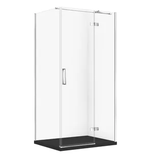 Kabina prysznicowa Cersanit Jota 100x80x195 prostokątna chrom transparentne z brodzikiem tako slim czarny mat S601-428 - Kabiny prysznicowe - miniaturka - grafika 1