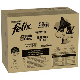 Pakiet Felix (So gut wie es aussieht), 120 x 85 g - Tuńczyk, łosoś, dorsz, gładzica - Mokra karma dla kotów Pakiet Felix (So gut wie es aussieht), 120 x 85 g - Tuńczyk, łosoś, dorsz, gładzica - Mokra karma dla kotów - miniaturka - grafika 1