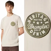 Koszulki męskie - Wrangler GRAPHIC TEE Stone BEŻOWA BAWEŁNIANA KOSZULKA T-SHIRT LOGO S - miniaturka - grafika 1