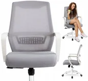 Krzesła obrotowe dla dzieci - Krzesło Obrotowe Biurowe Młodzieżowe Fotel Biurowy Obrotowy Szary LEFKAS - miniaturka - grafika 1